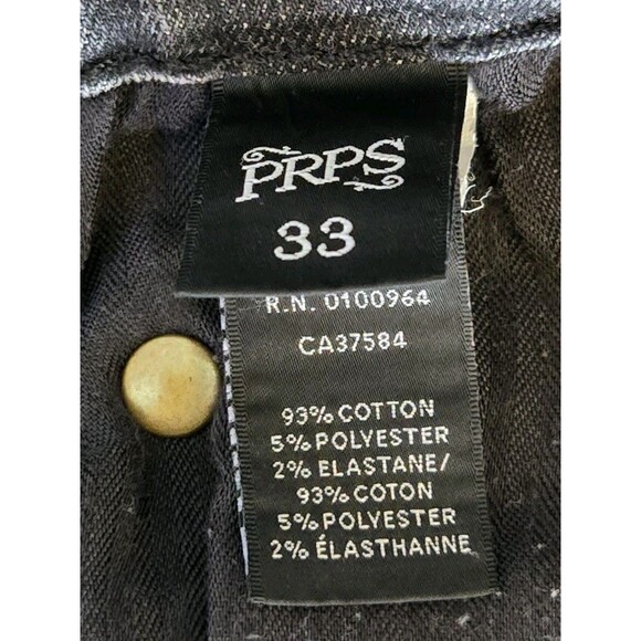 Prps Jeans Mens 33x31 Warlock Black Perigee Distressed Stretch Skinny Grungy - Picture 10 of 11